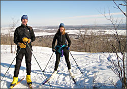 Skiers on Bardons Peak in Duluth.