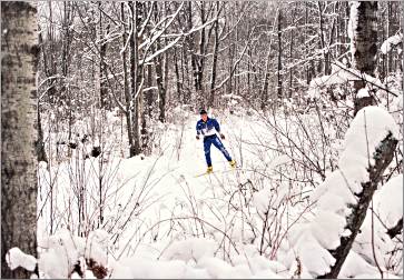 Skier at Duluth's Snowflake Nordic Center.