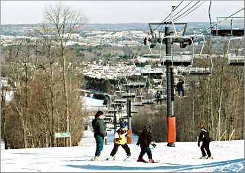 Skiers at Duluth's Spirit Mountain.