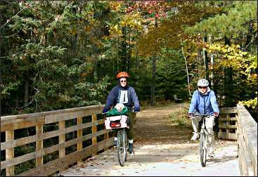 Bicyclists on the Three Eagle Trail.