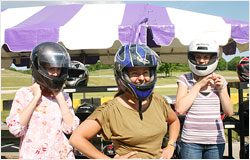 Getting ready to go karting.