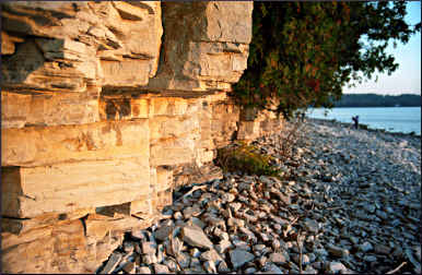 A rock beach on Ellison Bay.