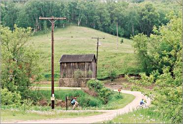 Bicyclists on the Elroy-Sparta State Trail.