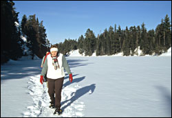 Snowshoeing on Hegman Lake.