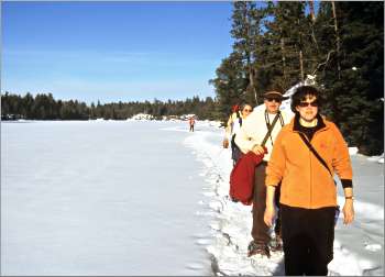 Snowshoers on Hegman Lake.