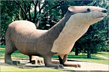 A giant otter is Fergus Falls' mascot.