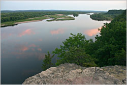 The view of the Wisconsin River from Ferry Bluff.