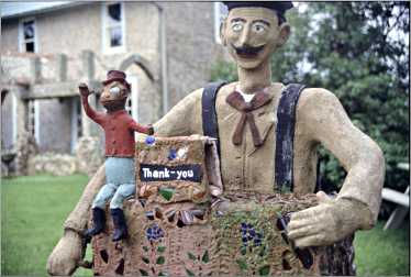 An organ grinder greets visitors to Nick Engelbert's Grandvi