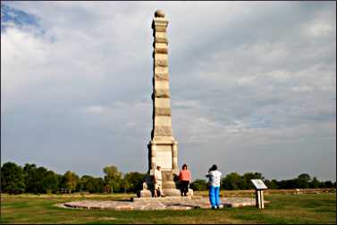 
An obelisk amid the ruins of Fort Ridgely commemorates the 1862 siege.
