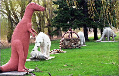 Folk-art sculptures at Prairie Moon.