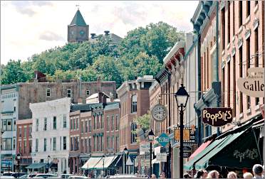 Galena's Main Street is lined by shops.