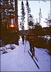 The lantern-lit trail at Golden Eagle.