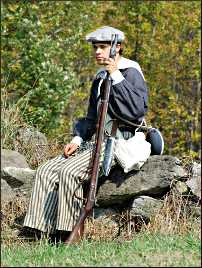 A young Civil War reenactor.