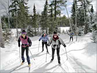 Skiers glide along trails at Golden Eagle on the Gunflint Tr