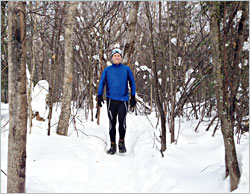 Hiking on ice in Duluth's Hartley Park.