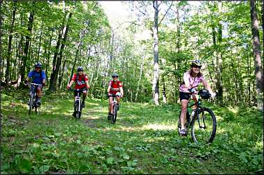 Mountain biking on the Birkie Trail.