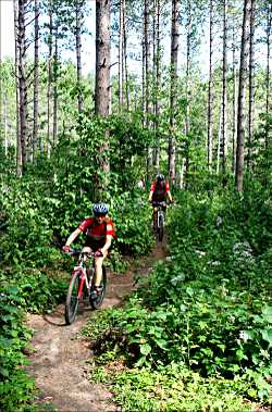 Mountain biking on Hayward's Makwa Trail.