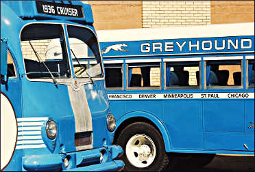 Old buses at the Greyhound Bus Museum in Hibbing.