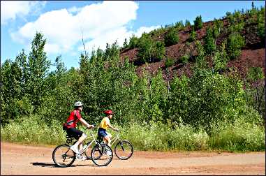 Bicyclists on the Mesabi Trail.