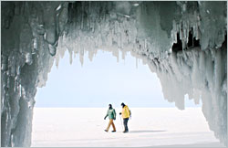 Walking by the ice caves.