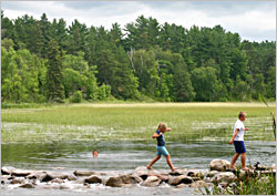 Kids at the Itasca headwaters.