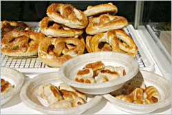 Homemade pretzels in Kalona.