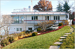 An ocean-liner boathouse on Geneva Lake.