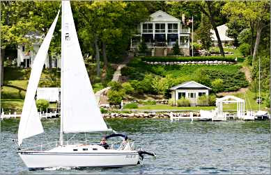 A sailboat on Lake Geneva.