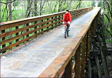 A bicyclist on the Shooting Star Trail.