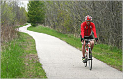 Bicycling on the Little Traverse Wheelway.