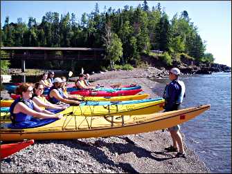 A kayak class at Lutsen Resort.