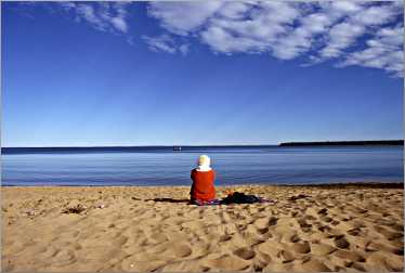 The beach at Big Bay State Park faces Lake Superior.
