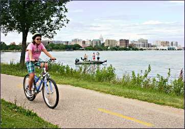 Bicycling along Madison's Lake Monona.