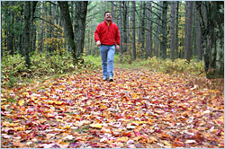 Hiking in Council Grounds State Park near Merrill.