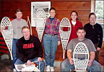 Members of a snowshoe-making class.