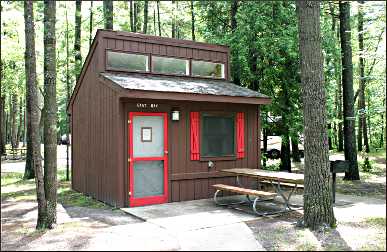 A mini-cabin in Traverse City State Park.