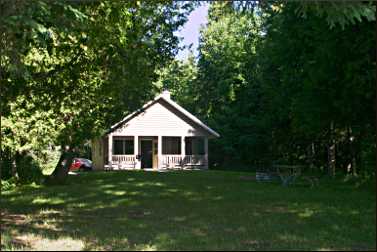 A rustic cabin in Wells State Park.