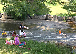 Sliding down Miller Creek.