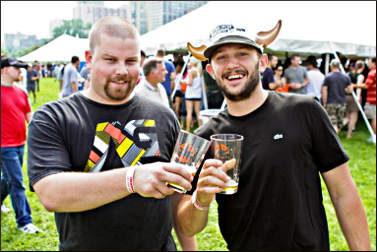 Revelers at a beer festival.