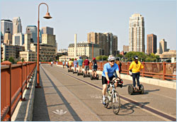 Bicycling on the Stone Arch Bridge.