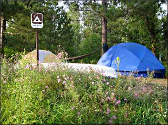 A group campsite on the Namekagon River.