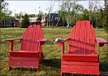 Adirondack chairs at Naniboujou.