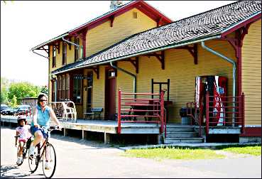 The bike depot in New Glarus.