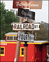 German street signs in New Glarus.