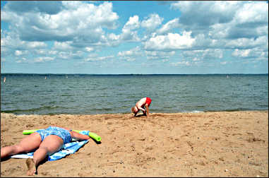 The beach on Pelican Lake.