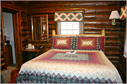 Log cabins in White Pines Forest State Park.