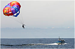 Parasailing on Lake Michigan.