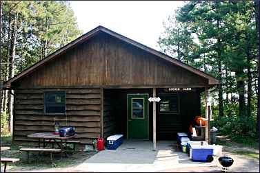 The rustic cabin at Point Beach.