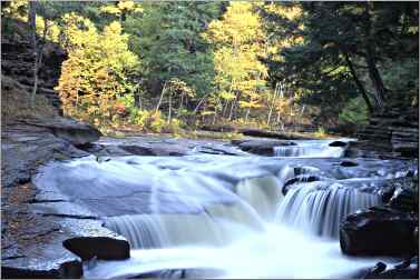 A waterfall on the Presque Isle River in the Porcupines.