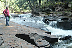 Hiking on the Presque Isle River.